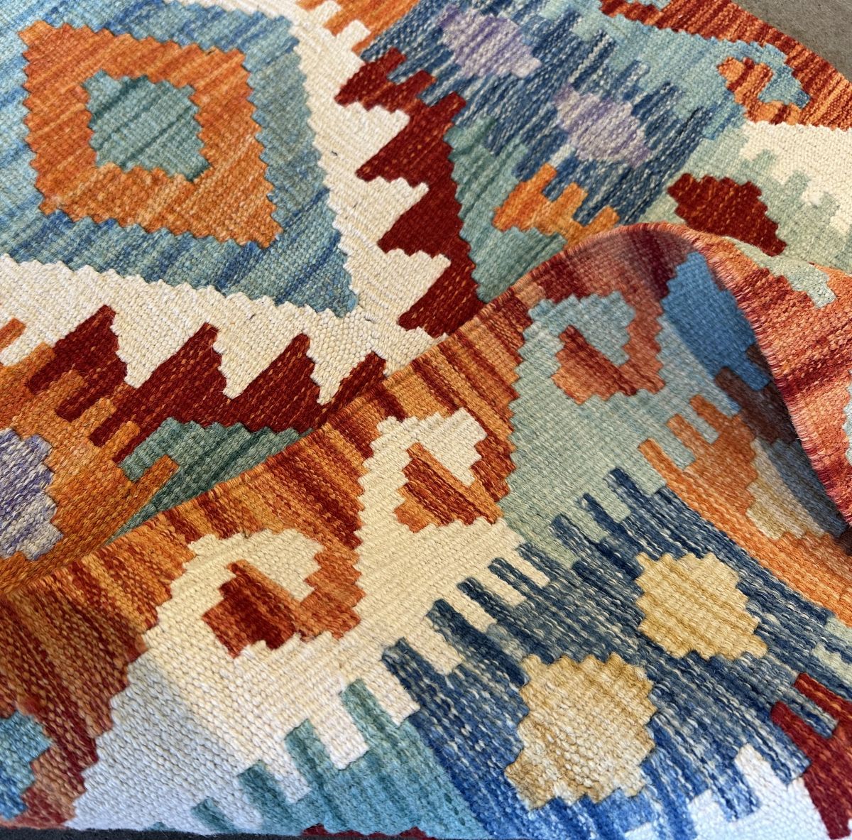 Hand-Woven Tribal Afghan Kazak Kilim Runner