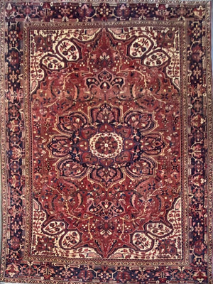 Hand-Knotted Traditional Persian Heriz Carpet