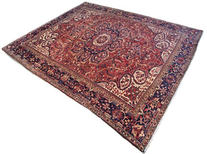 Hand-Knotted Traditional Persian Heriz Carpet