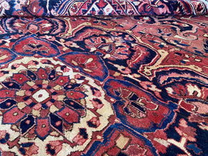 Hand-Knotted Traditional Persian Heriz Carpet