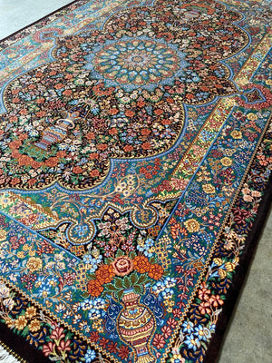 Superfine Hand-Knotted Pure Silk Persian Qum