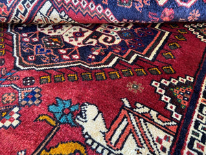 Hand-Knotted Nomadic Persian Qashqaie Rug