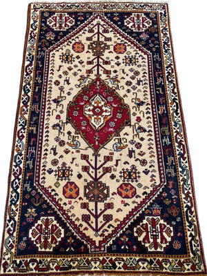 Hand-Knotted Nomadic Persian Qashqaie Rug