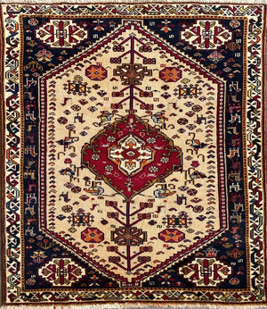 Hand-Knotted Nomadic Persian Qashqaie Rug
