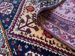 Hand-Knotted Nomadic Persian Qashqaie Rug
