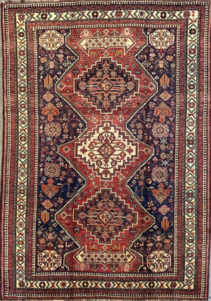 Hand-Knotted Nomadic Persian Qashqaie Carpet
