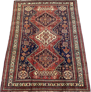 Hand-Knotted Nomadic Persian Qashqaie Carpet