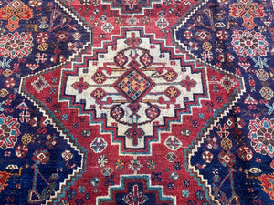 Hand-Knotted Nomadic Persian Qashqaie Carpet