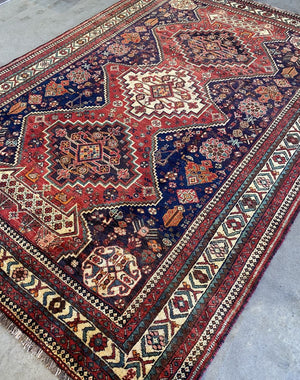 Hand-Knotted Nomadic Persian Qashqaie Carpet