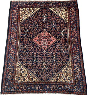 Antique Hand-Knotted Tribal Persian Malayer Rug