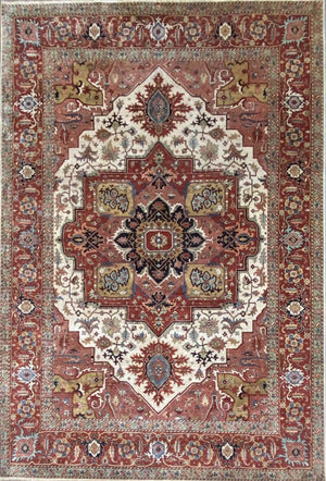 Hand-Woven Serapi Heriz Design Carpet