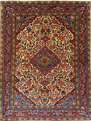 Fine Hand-Knotted Persian Jozan Teyme Carpet