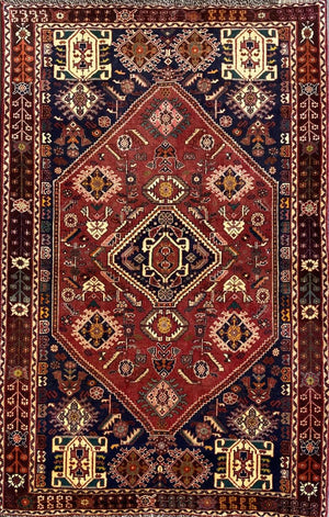 Fine Hand-Knotted Nomadic Persian Qashqaie Rug
