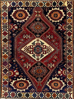 Hand-Knotted Nomadic Persian Qashqaie Rug