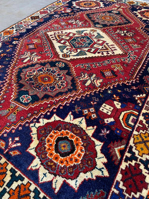 Hand-Knotted Nomadic Persian Qashqaie Rug