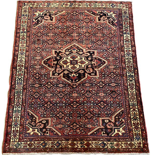 Hand-Knotted Tribal Persian Hossainabad Rug