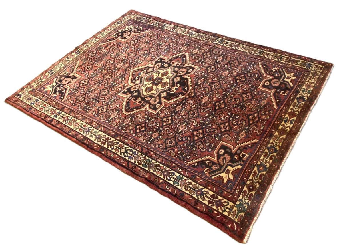 Hand-Knotted Tribal Persian Hossainabad Rug