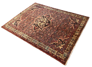 Hand-Knotted Tribal Persian Hossainabad Rug