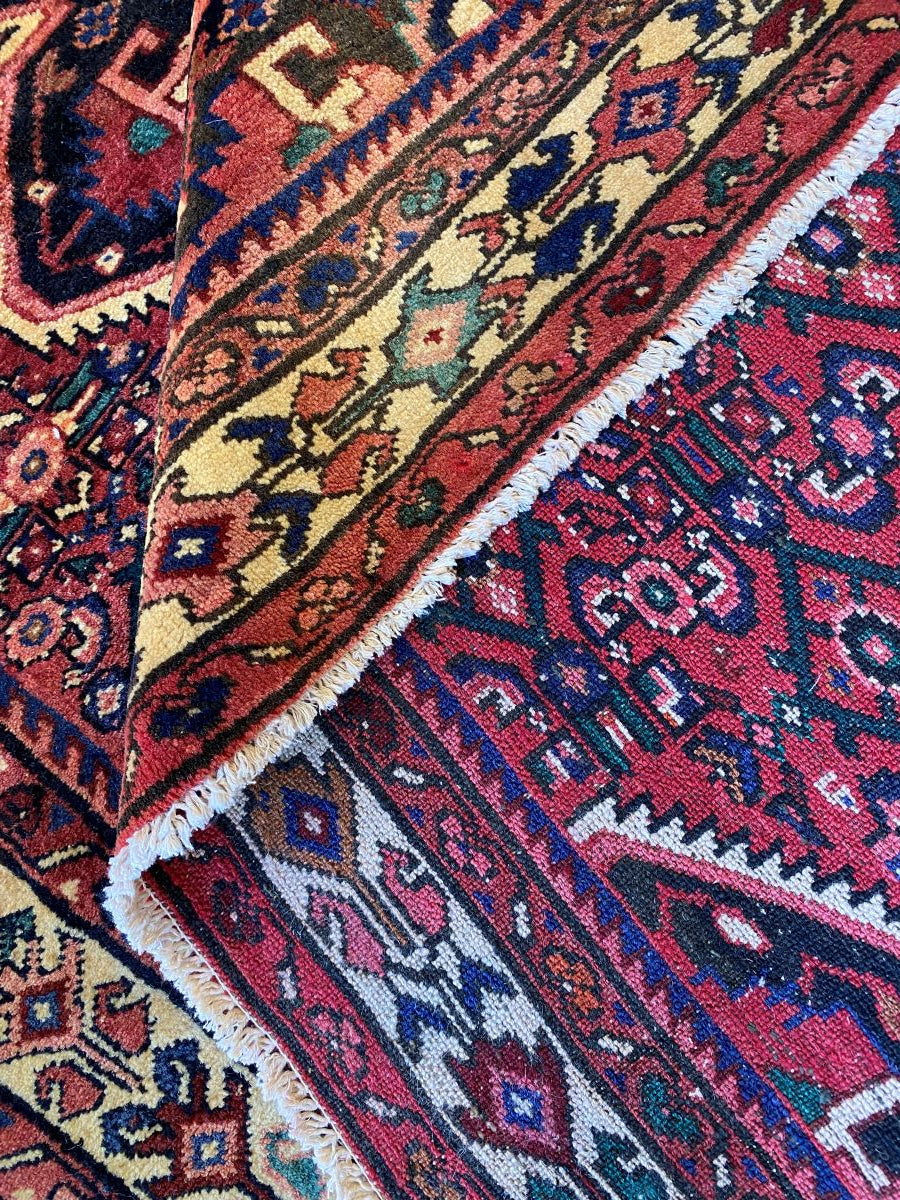 Hand-Knotted Tribal Persian Hossainabad Rug