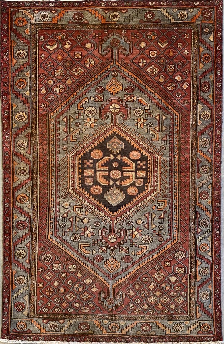 Hand-Knotted Tribal Persian Khamseh Rug