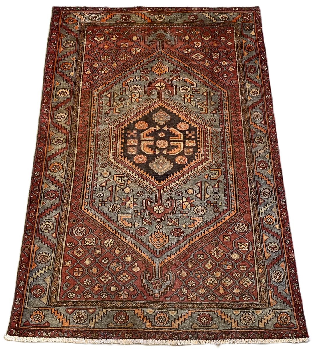 Hand-Knotted Tribal Persian Khamseh Rug