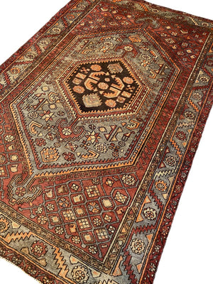 Hand-Knotted Tribal Persian Khamseh Rug