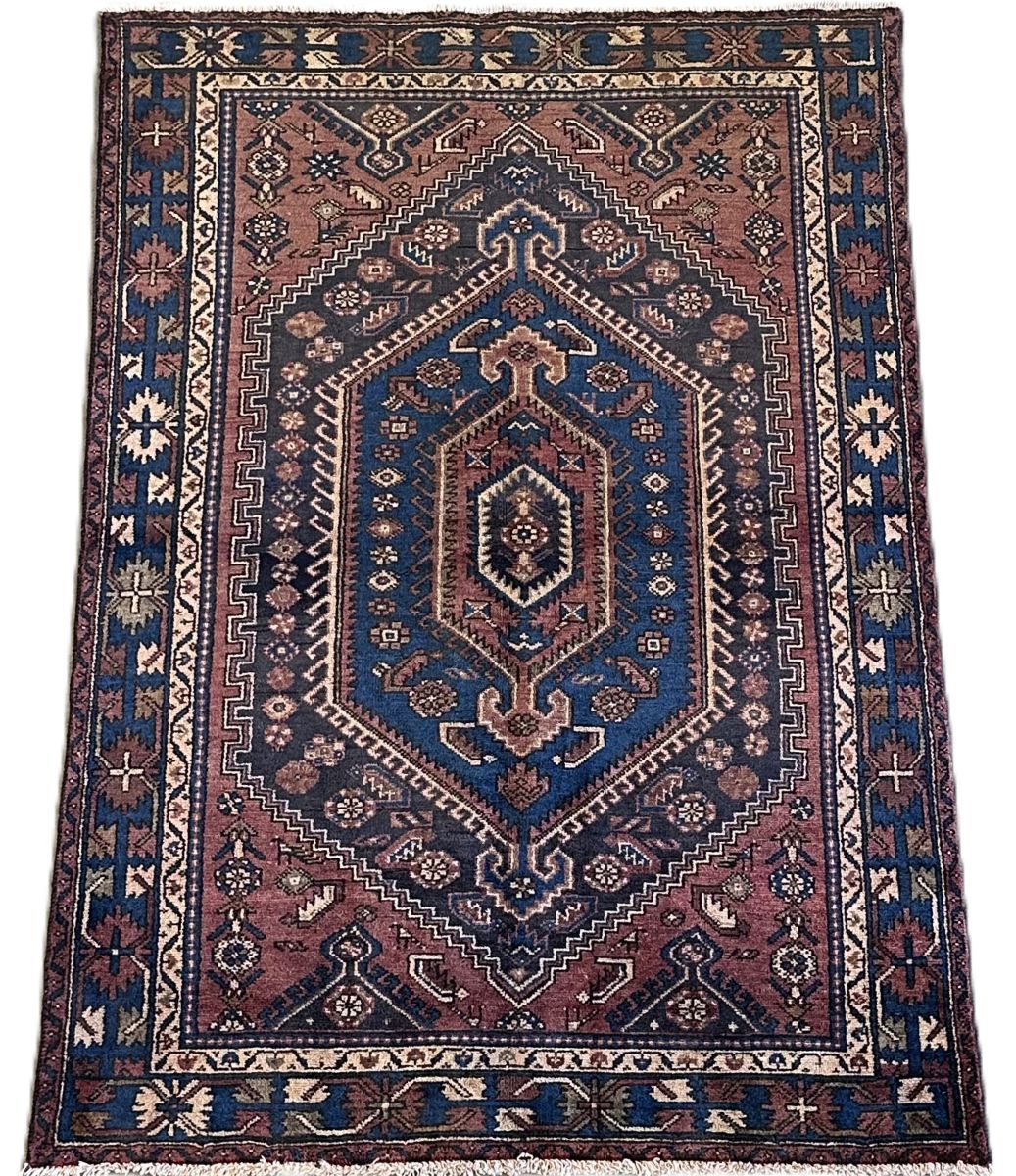 Hand-Knotted Tribal Persian Khamseh Rug