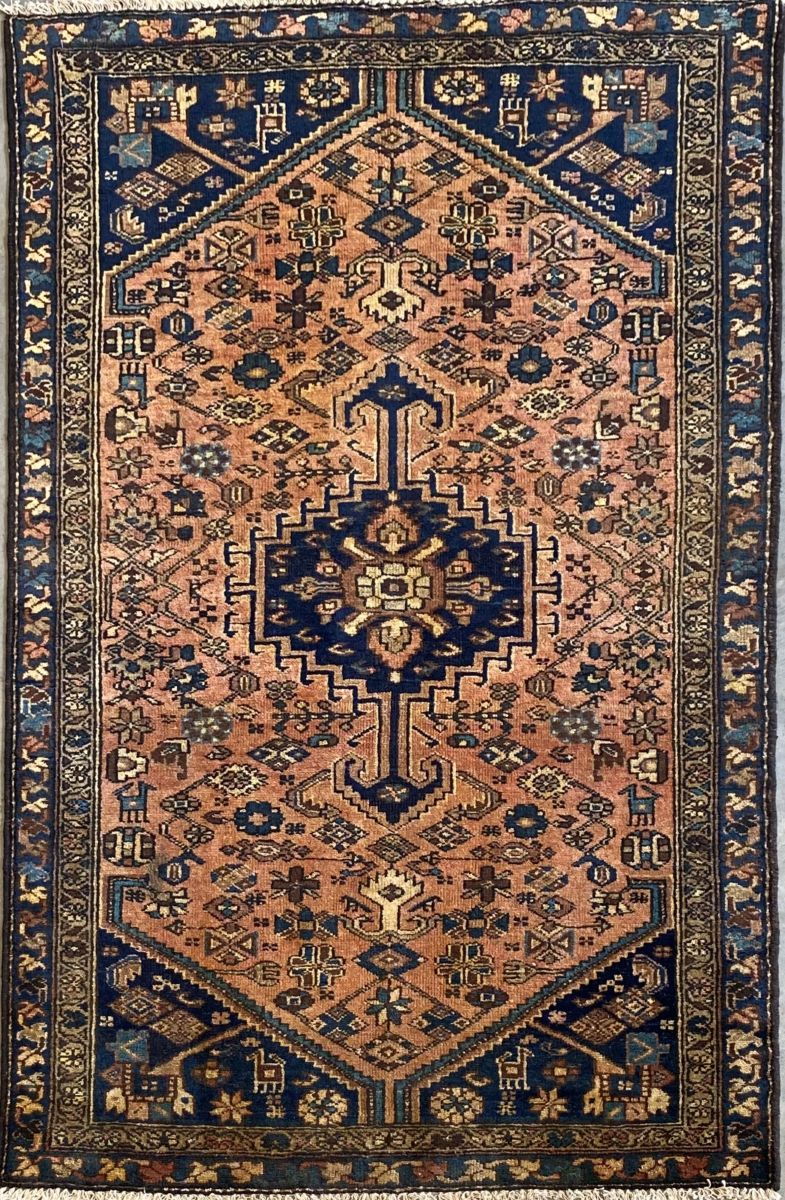 Hand-Knotted Tribal Persian Khamseh Rug