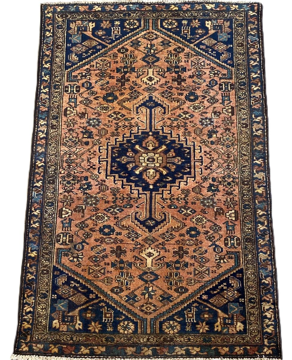 Hand-Knotted Tribal Persian Khamseh Rug