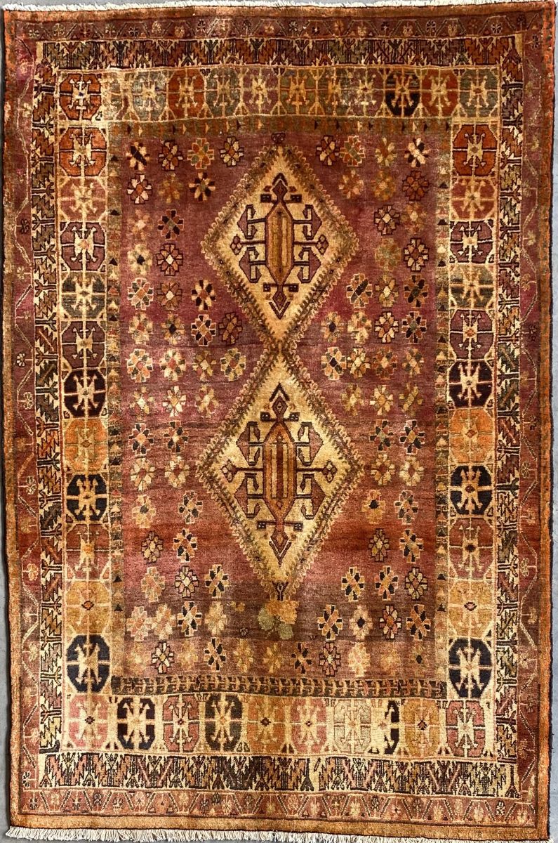 Hand-Knotted Nomadic Persian Qashqaie Rug