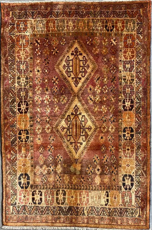 Hand-Knotted Nomadic Persian Qashqaie Rug