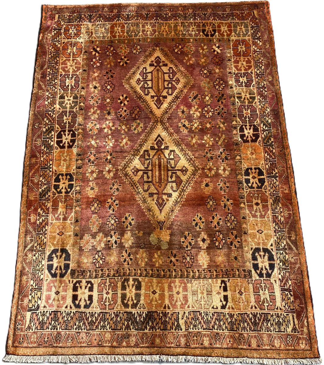 Hand-Knotted Nomadic Persian Qashqaie Rug