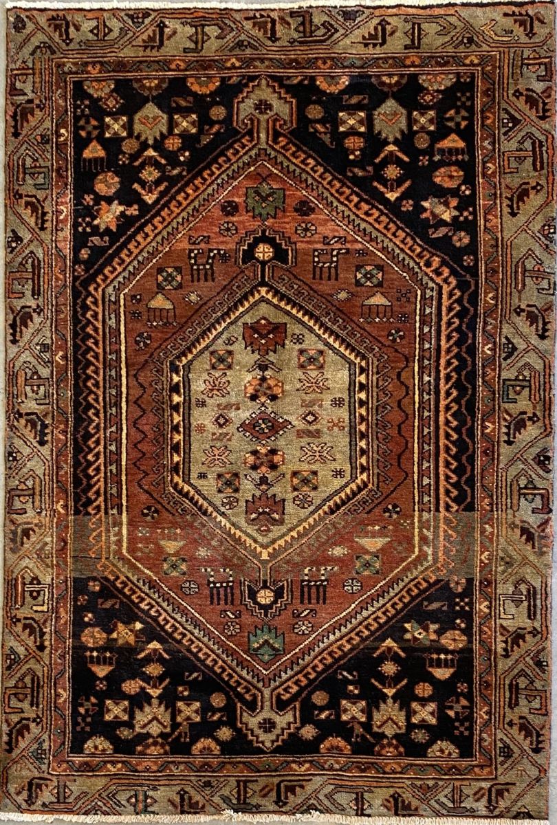 Hand-Knotted Tribal Persian Khamseh Rug