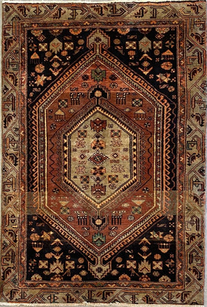 Hand-Knotted Tribal Persian Khamseh Rug