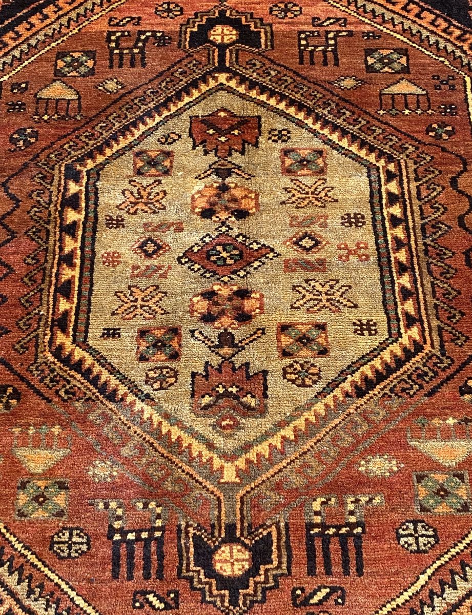 Hand-Knotted Tribal Persian Khamseh Rug