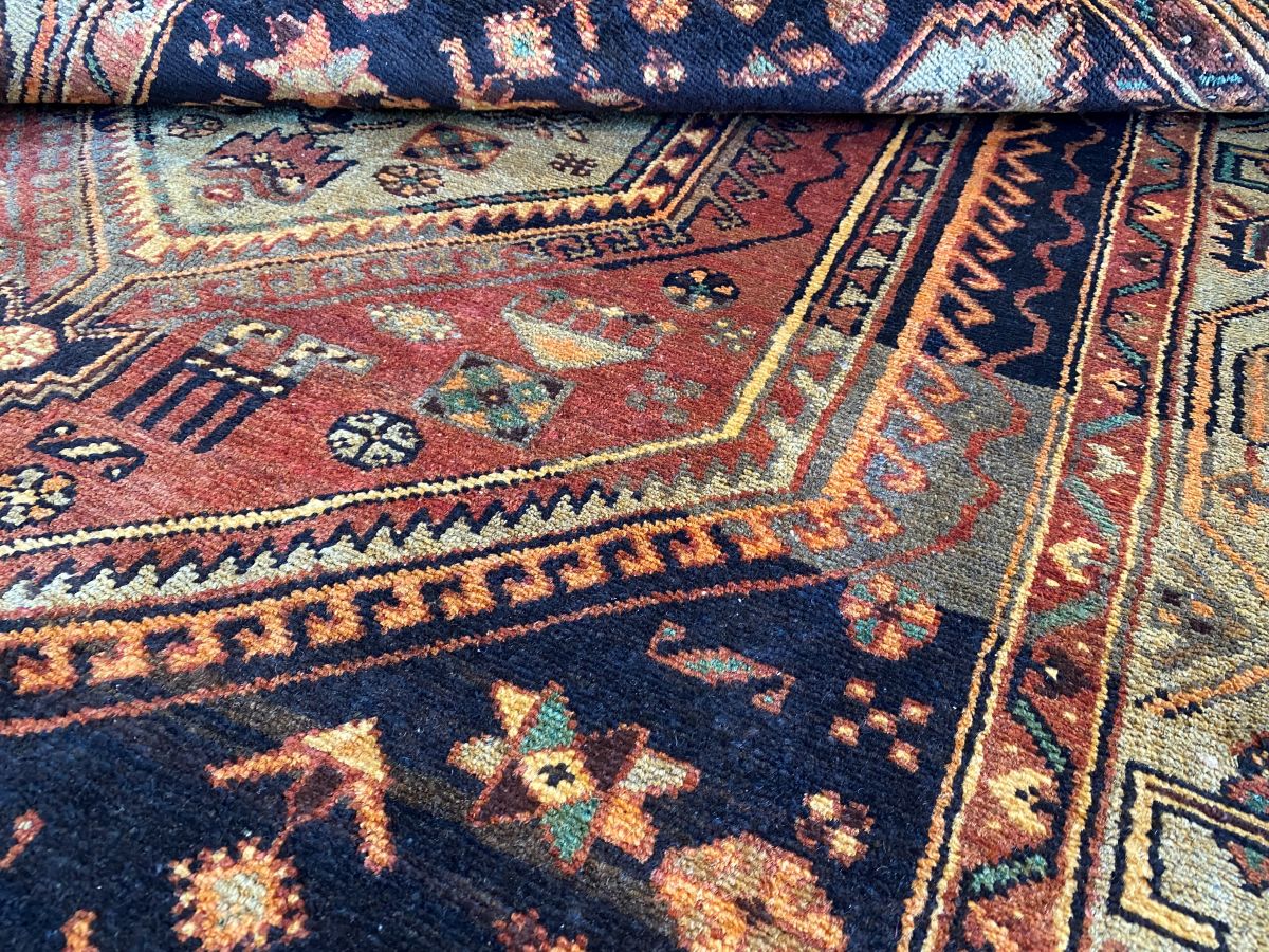 Hand-Knotted Tribal Persian Khamseh Rug