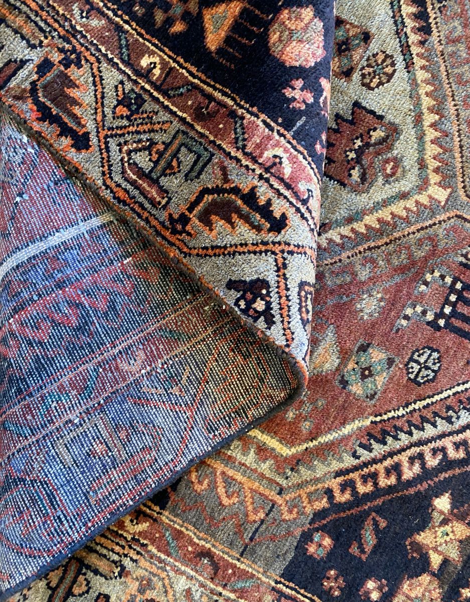 Hand-Knotted Tribal Persian Khamseh Rug