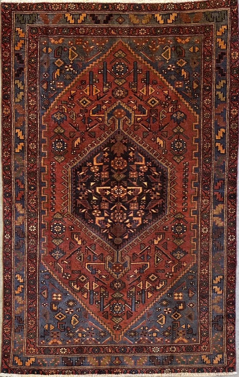 Hand-Knotted Tribal Persian Khamseh Rug