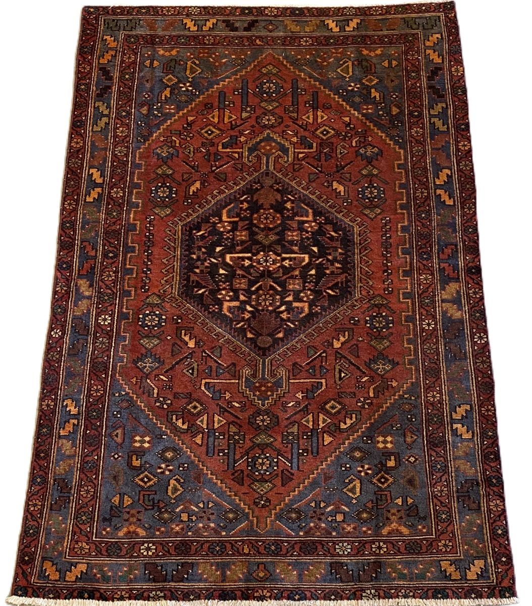 Hand-Knotted Tribal Persian Khamseh Rug
