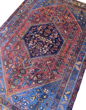 Hand-Knotted Tribal Persian Khamseh Rug