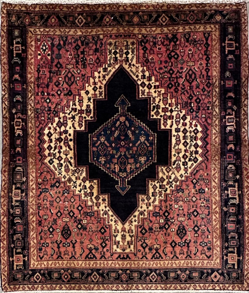 Hand-Knotted Tribal Persian Senneh Rug