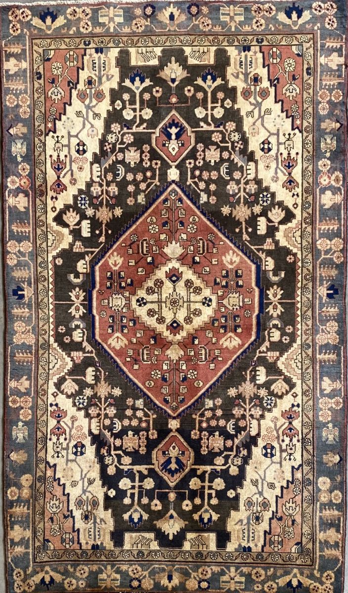 Hand-Knotted Tribal Persian Khamseh Rug