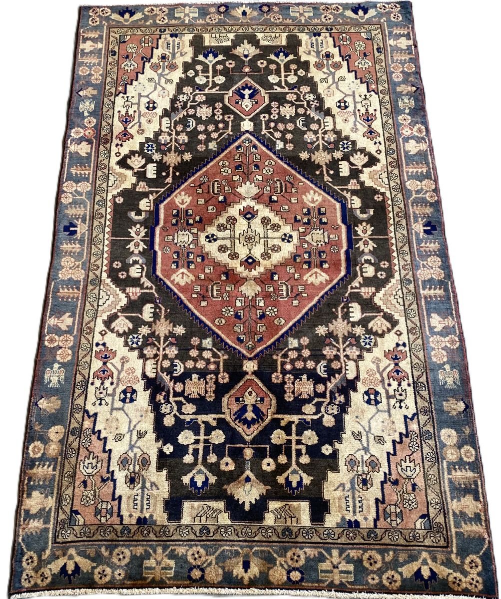 Hand-Knotted Tribal Persian Khamseh Rug