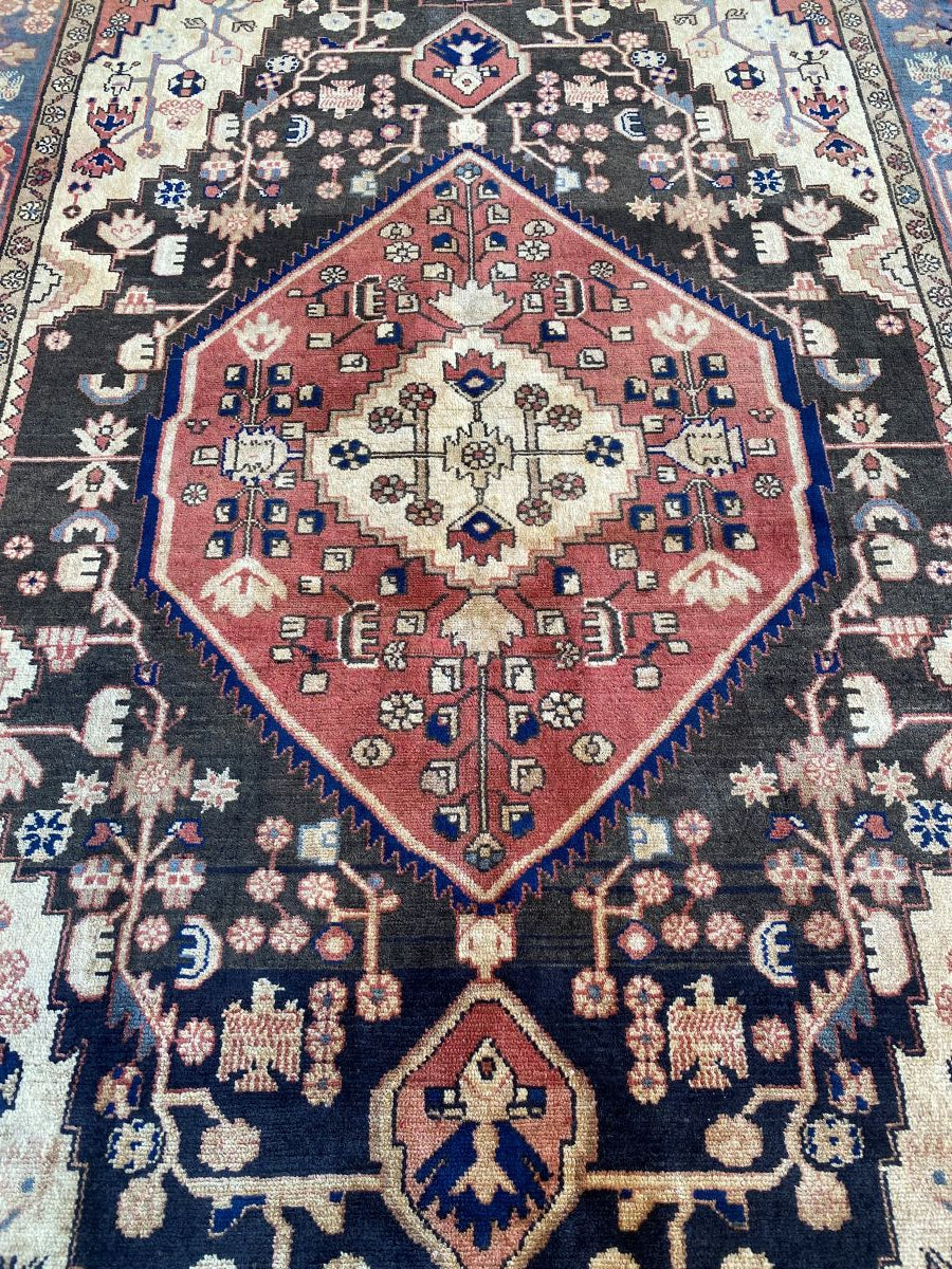 Hand-Knotted Tribal Persian Khamseh Rug