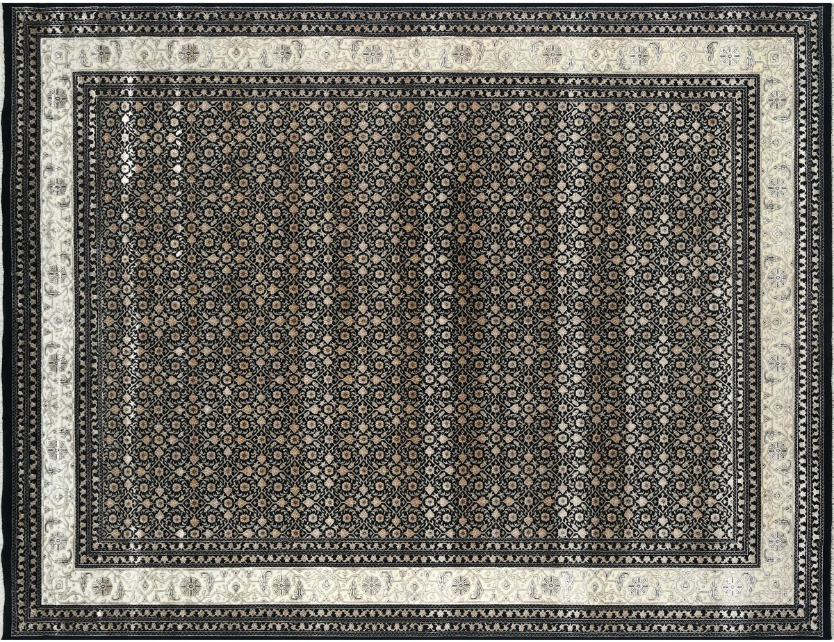 Hand-Woven Herati Design Carpet