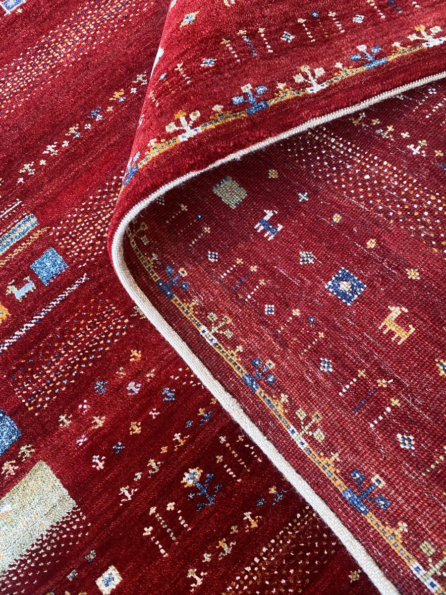 Hand-Woven Loribaft Gabbeh Rug