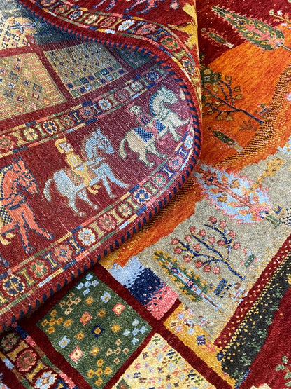Hand-Woven Loribaft Gabbeh Rug