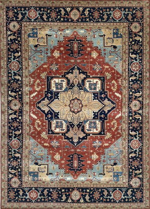 Hand-Woven Serapi Heriz Design Carpet