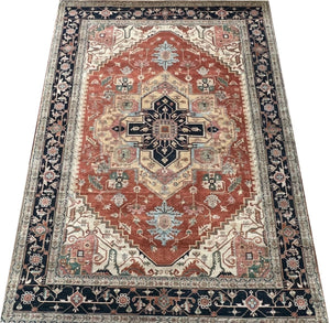 Hand-Woven Persian Heriz Design Carpet