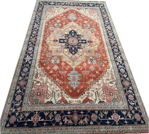 Hand-Woven Persian Heriz Design Carpet